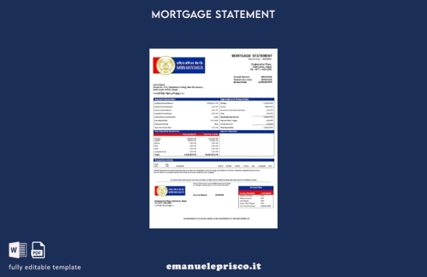 stile verificato Nepal Rastriya Banijya Estratto conto ipotecario bancario Model
